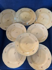 Terre Provence France RARE Stoneware Floral Round Plate Set 8 Must SEE Vtg