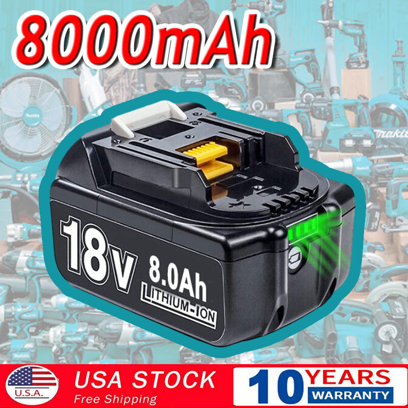 Pack For Makita 18V 8.0Ah LXT Lithium-Ion Battery BL1830 BL1840 BL1860B BL1850