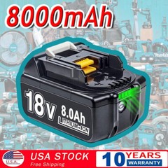 Pack For Makita 18V 8.0Ah LXT Lithium-Ion Battery BL1830 BL1840 BL1860B BL1850