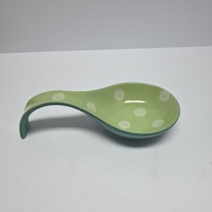 gp Green White Polka Dot Ceramic Spoon Rest Modern Design Less Than 10 in