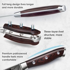 SANMEHO 16-Piece Stainless Steel Knife Block Set Knives+Sharpener