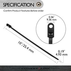 100 Nylon Cable Wire Zip Ties Mounting Hole Nail Screw 50 LBS 10″ Inch Black