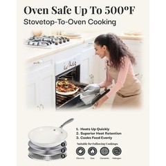 Gotham Steel Cream 10″ Nonstick Heavy Duty Ceramic Fry Pan with Stay Cool Handle