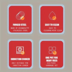 12 Piece Cookware Set Nonstick Pots and Pans Home Kitchen Cooking Non Stick Red