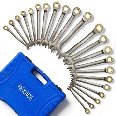 22-Piece Ratcheting Wrench Set, 72 Teeth, Metric & SAE Combination Tools with Or
