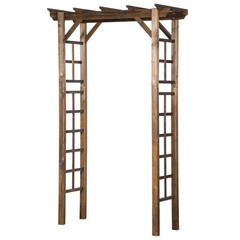 7 ft Natural Wooden Backyard Pergola w/ Side Panel for Climbing Vines