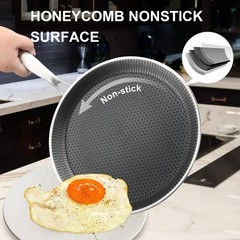 Nonstick Crepe Pan, 11Inch Stainless Steel Crepe Pan, Honeycomb Coating Flat Ski