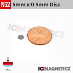 5mm x 0.5mm 3/16″x1/64″ N52 Strong Rare Earth Neodymium thin Magnet Disc 5×0.5mm