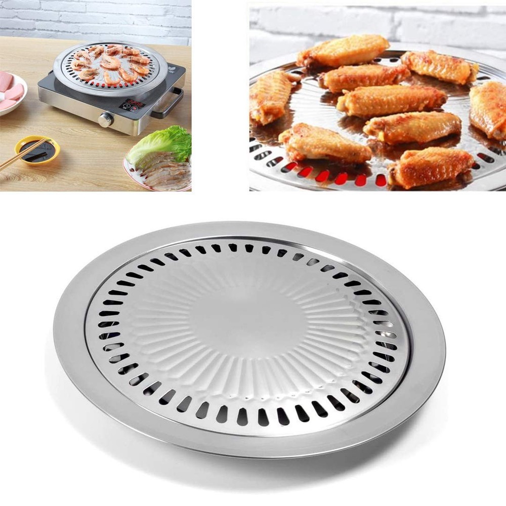 Saim Korean BBQ Grill Pan,Stainless Steel Non-Stick Roasting Smokeless Barbec…