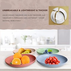 Lightweight Wheat Straw Plates – 4Pack Unbreakable Dishes and Plate Set, Dish…