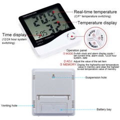 THERMOMETER INDOOR Digital LCD Hygrometer Temperature Humidity Meter Alarm Clock