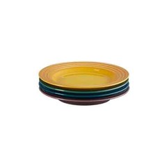 Le Creuset Plates 17cm Set of 4 Botanique Collection Fig Deep teal Stoneware NIB