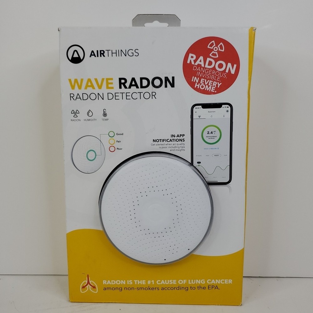 Airthings Wave Radon 2951 Radon Detector Humidity & Temperature Monitoring