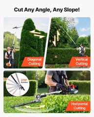 VEVOR 6-in-1 Gas Hedge Trimmer 2 Cycle 26cc Gas Powered Handheld Hedge Trimmer