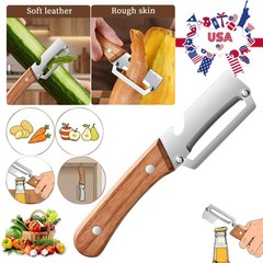 1-3PCS Stainless Steel Peeler with Wooden Handle – Fruit & Vegetable Slicer-NEW