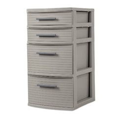 4 Drawer Weave Tower Dark Gray: Plastic Storage Organizer