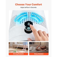 Uimoso Bladeless Tower Fan with Remote, 80° Oscillation, 8 Speeds, White