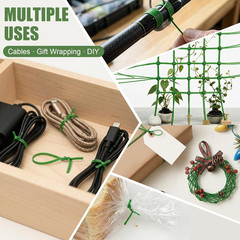 984FT Total (2 Rolls, 492FT Each) Garden Twist Ties with Cutter, Plant Ties for