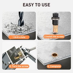 44pcs Manual Rivet Nut Tool Kit M3-M6 Carbon Steel Nutsert Set for Drill Wrench