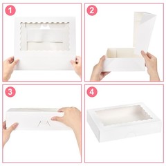 Bakery Boxes with Window, 12x8x2.5 Inches, 20 PCS, White