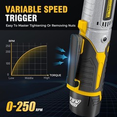 3/8″ Cordless Ratchet Wrench Set, 60FT-LBS(80N.m) Electric Ratchet, 12V Extended
