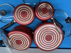 T-fal Easy Care 8-Piece Non-Stick Cookware Pots, and lids Red