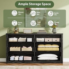 ✅GarveeHome 6 Drawer Dresser for Bedroom, Wide Wood Chest of Drawers Handle Free