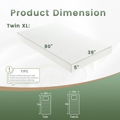 VIPKOE 5″ 6″ Mattress Medium Firm Gel Memory Foam CertiPUR-US,TwinTxl Full Queen