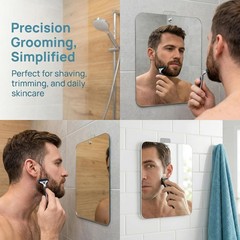 Fogless Shower Mirror Shaving Hanging Anti-Fog Bathroom Grooming Mirror 10x 8
