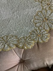 Tahari 14″ Fully Beaded White Yellow Daisy Flower Charger Placemat