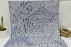 Blue Turkish Towel Organic Cotton Beach Towel Handwoven Peshtemal Throw Blanket