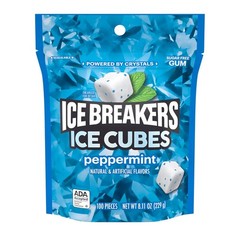Ice Cubes Peppermint Sugar Free Chewing Gum Pouch, 8.11 oz 100 Pieces