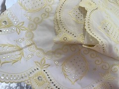 Pratesi Italy 3pc Sheet Set Lace Poly/Cotton Off White Yellow