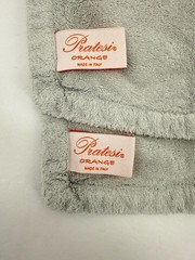 Paresi Orange Face Towels Set Of 2 Gray White Stripe 100% Cotton Italy 10″