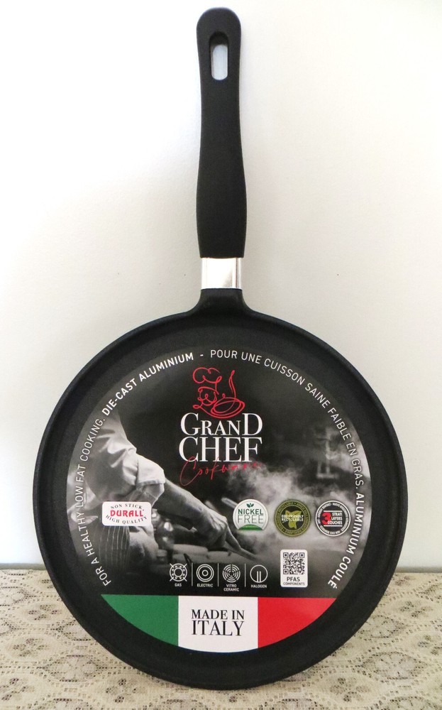 ROCH GUSS Grand Chef Flat Crepe Pan 24cm 10in Non Stick Made in Italy