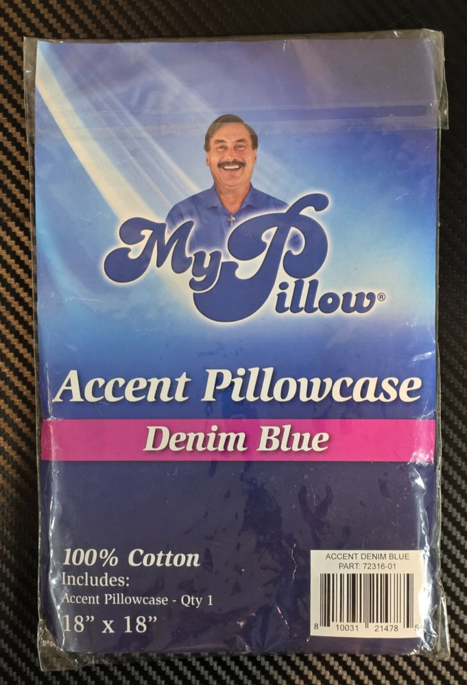 MyPillow Accent Pillowcase Denim Blue 18-inch x 18-inch, 100% Cotton