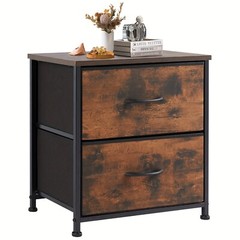 2 Drawer Dresser Nightstand Pack Of 2 Bedroom Storage Organizer Cabinet Fabric