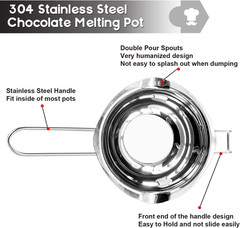 Double Boiler Pot Set 600ml Chocolate Melting Pot 304 Stainless Steel