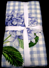 WILLIAMS SONOMA HYDRANGEA GINGHAM NAPKINS 100% COTTON TWILL SET OF 4 FOUR NWTAG