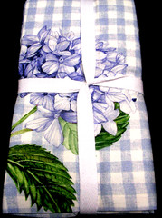 WILLIAMS SONOMA HYDRANGEA GINGHAM NAPKINS 100% COTTON TWILL SET OF 4 FOUR NWTAG