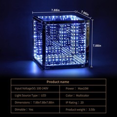 Mdkave 7.88 Inch Infinite Cube Light, Infinity Mirror Dynamic BOX 7.5, Silver