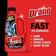 Drano Max Gel Drain Clog Remover, 32 oz – Unclogs Showers and Sinks.