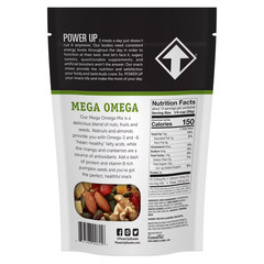 Power Up Mega Omega Trail Mix from Gourmet Nut, Resealable Bag, 14 oz, (3 Pack)