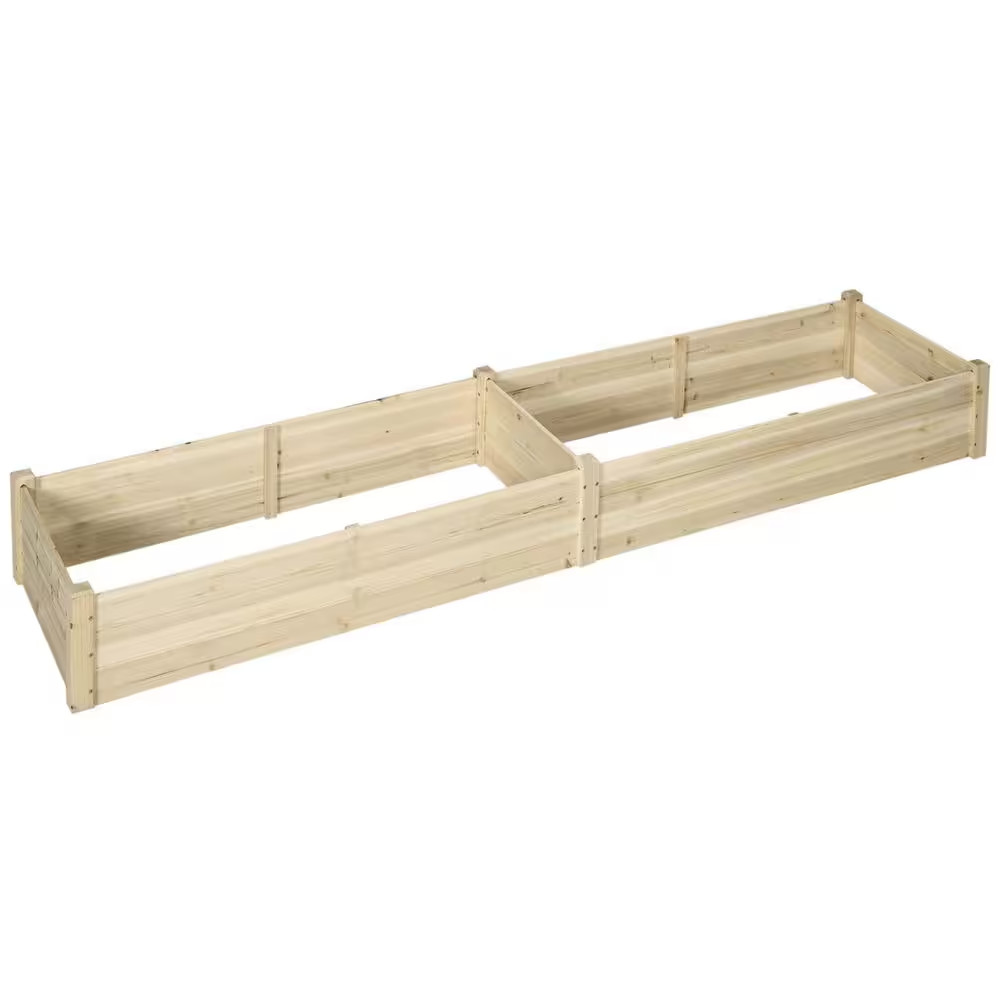 96 In. L X 24.25 In. W X 10.75 In. H Natural Fir Wood Raised Garden Bed with Dua