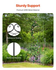 VEVOR Metal Garden Trellis for Climbing Plant Support 60 x 15 in Rustproof