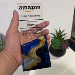 Custom Acrylic Trophy – Engraved Award Plaque for Employee or Company Anniversar