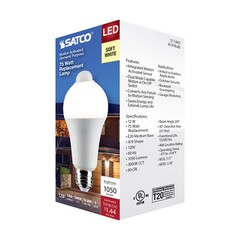Motion Sensor Activated Light Bulb LED 120V 12W =75W A19 E26 3000K Soft White
