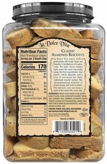 La Dolce Vita Classic Italian Biscotti 40 Oz Tub 65 Count Cookies