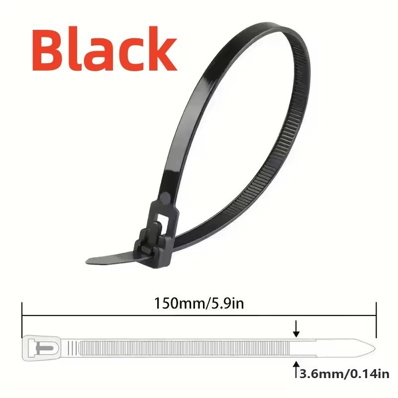 100–500pcs Reusable Cable Ties Nylon Lock Loop Mixed Colors