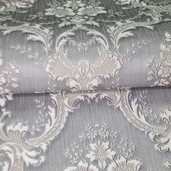 Satin gray silver tan Victorian damask faux silk fabric textured Wallpaper rolls